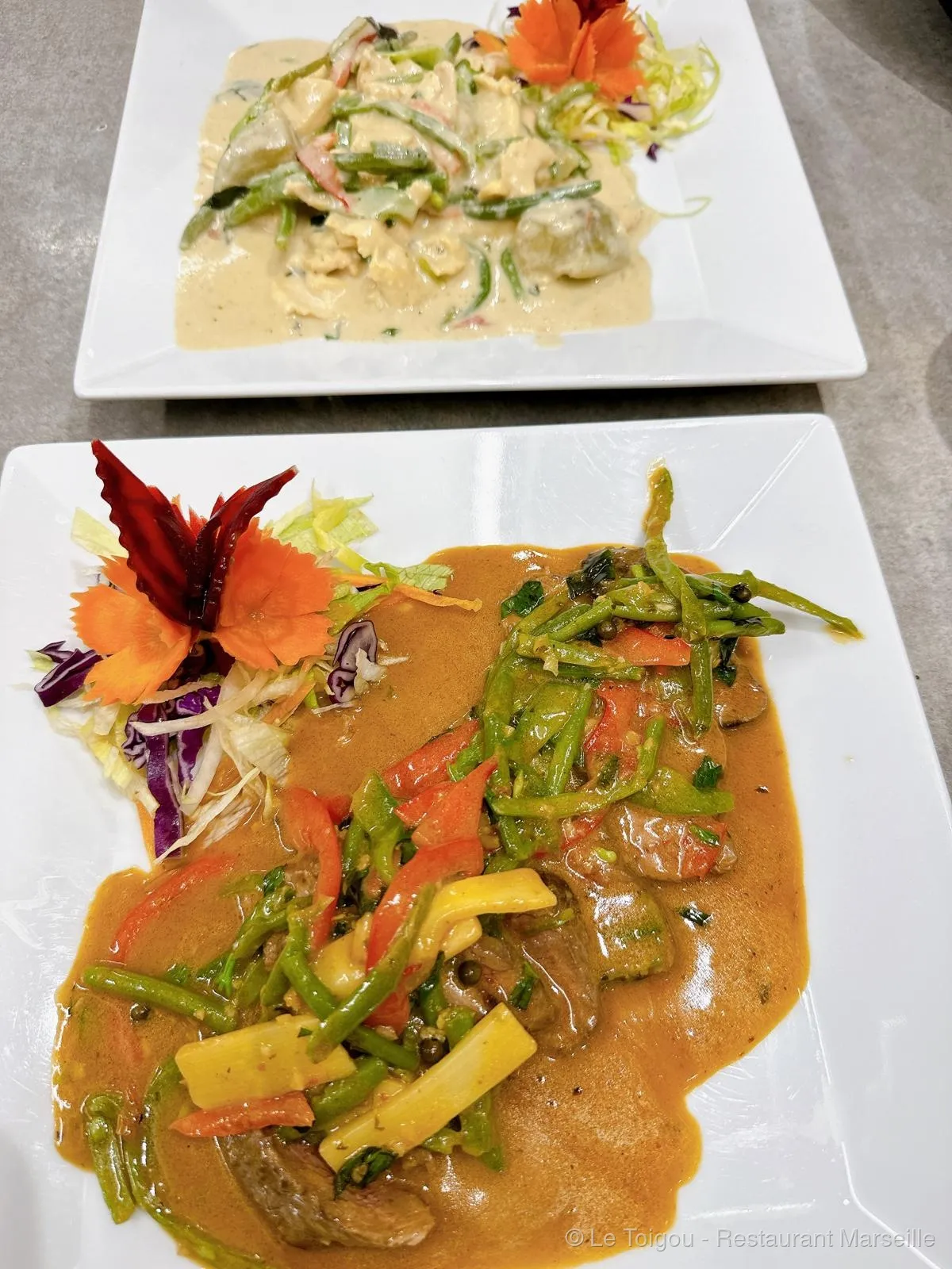 Currys thaïlandais au lait de coco servis au restaurant Le Toigou Marseille 8ème